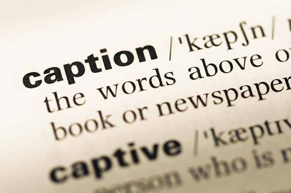 Book open with caption text inside